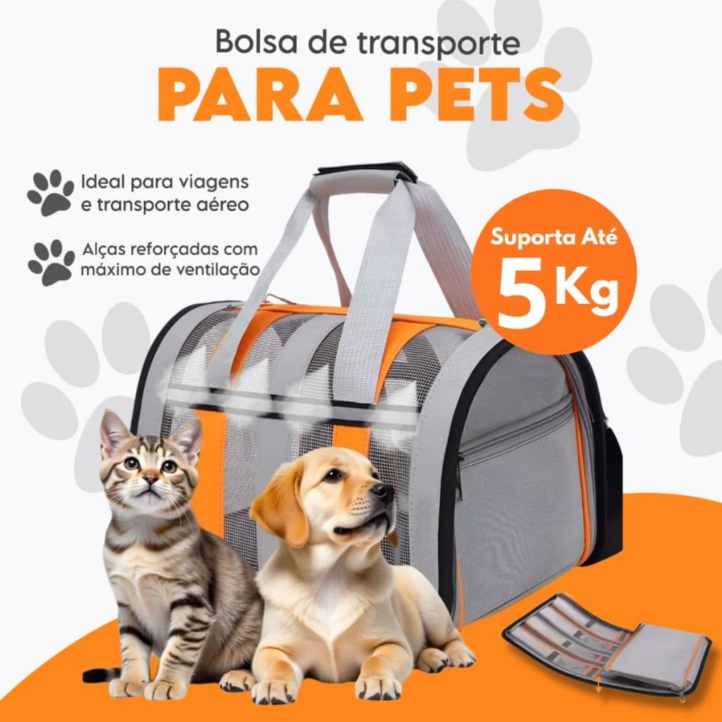 Bolsa Mala Transporte Pet Cachorro Gato Viagem Avião Material Respirável com Alça