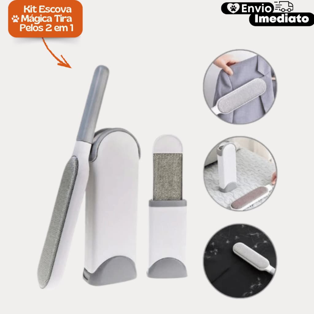 Escova Mágica Removedora De Pelos Animal Cama Sofá Roupa Cachorro Gato Tira Pelo