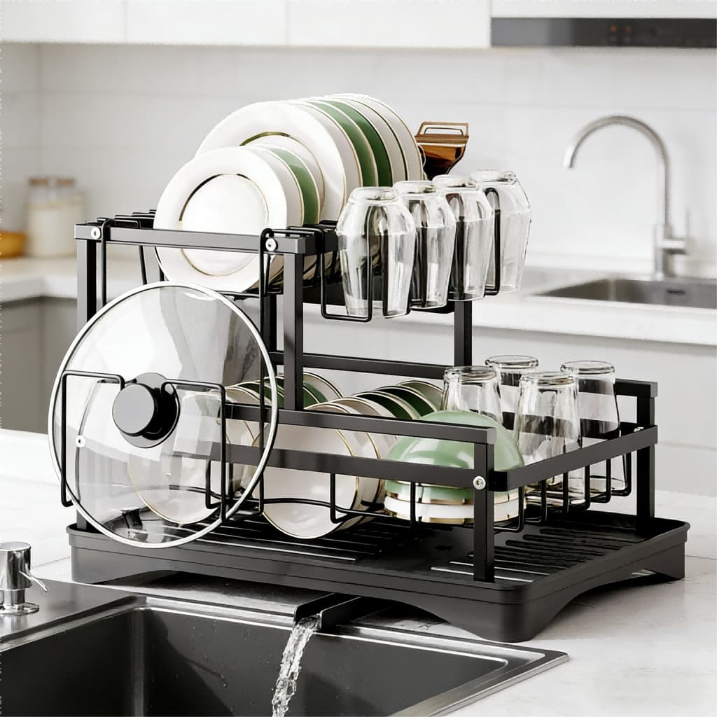 Escorredor de Louças Rack Aço Carbono Organizador Preto