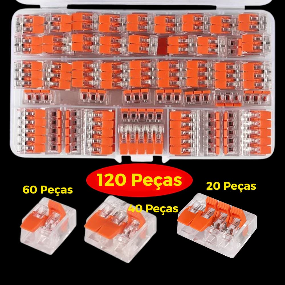kit Conector Compacto Elétrico Emenda E Derivação 2, 3 e 4 vias 4mm