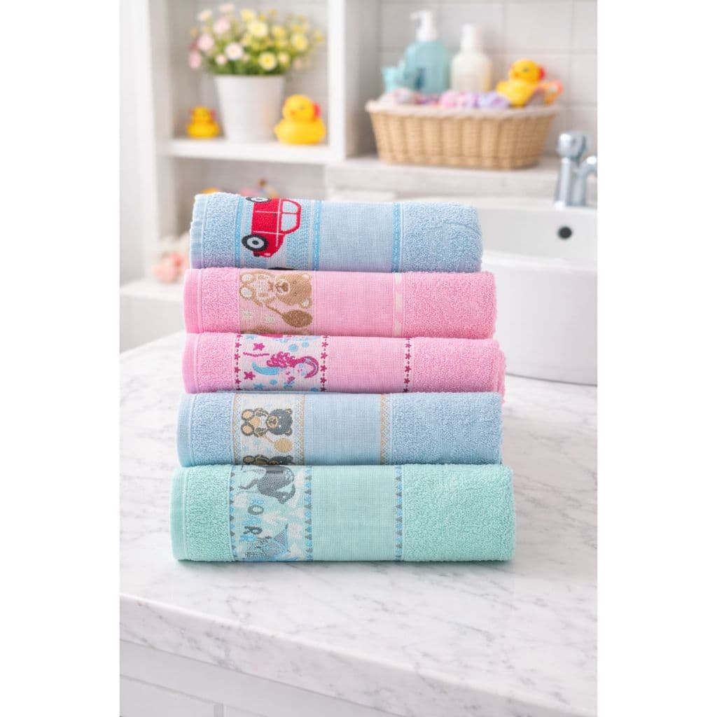 Kit 5 Toalhas de Banho Kids Infantil Para Bordar 100% Algodão