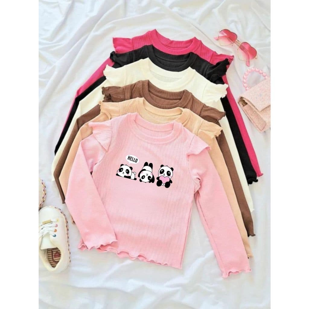 Blusa Infantil Panda Fofo Menina Manga Longa Inverno Canelado Ribana DTF03