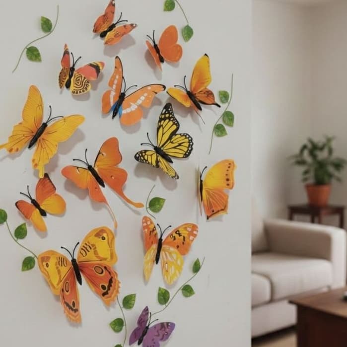 Borboletas 3d Imã de Geladeira com Adesivo 12 peças