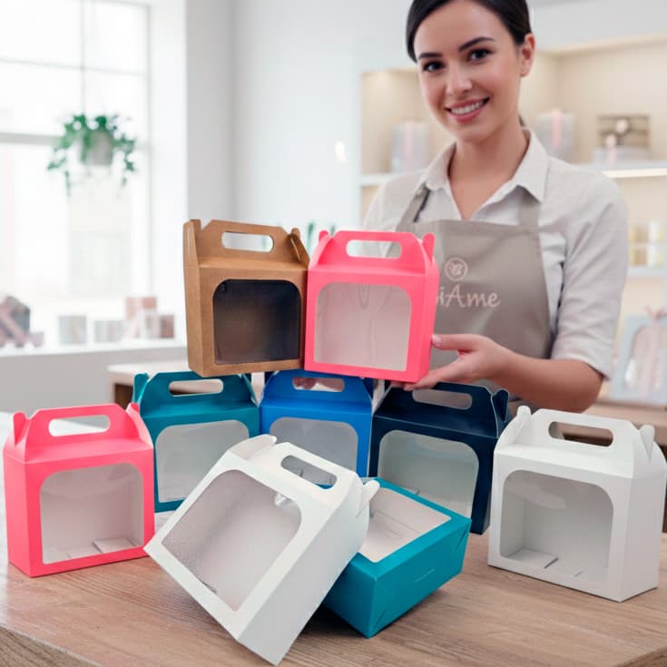 Caixa Embalagem de Presente Maleta com Visor Transparente 15x12x6 Embalagem Kit festa aniversário