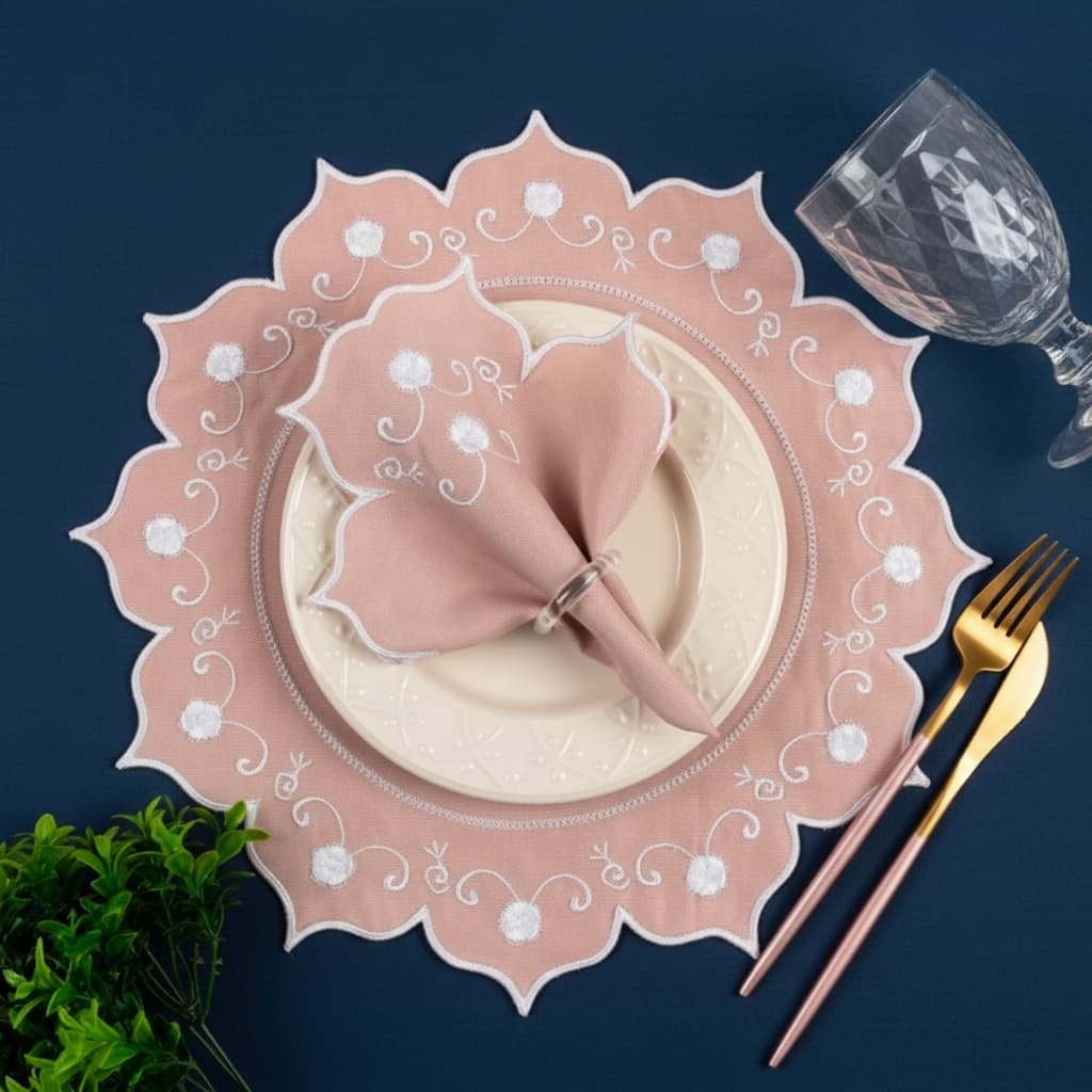 Kit com Jogos Americanos + Guardanapos Redondos 40x40cm Diversos Modelos