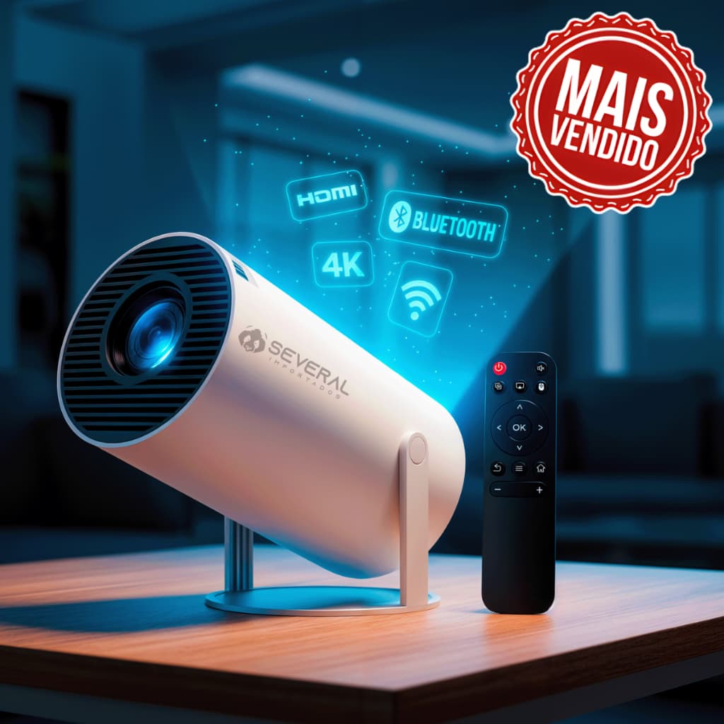 Projetor HY300 Portátil Smart Android 11 4K Ultra HD Wifi Bluetooth Alto Falante Embutido