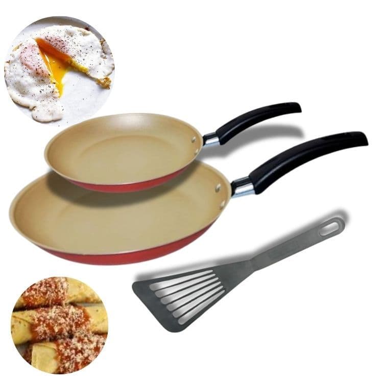 Kit 2 Peças Frigideira Francesa 18 e 20 cm Premium Antiaderente 5 Camadas De Teflon