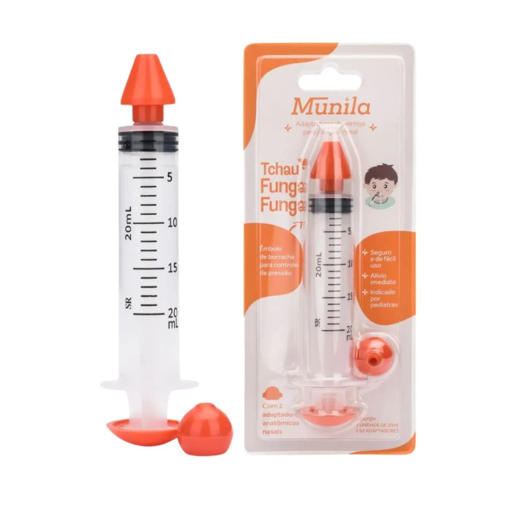 Seringa Lavagem Nasal 2 Adaptador Bebê Infantil laranja  20ml Munila 1und