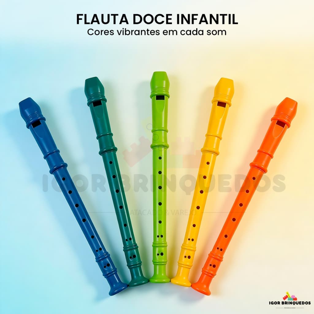 Flauta Doce Infantil 30cm Escolar Educativa Colorida Instrumento Musical para Criança Presente