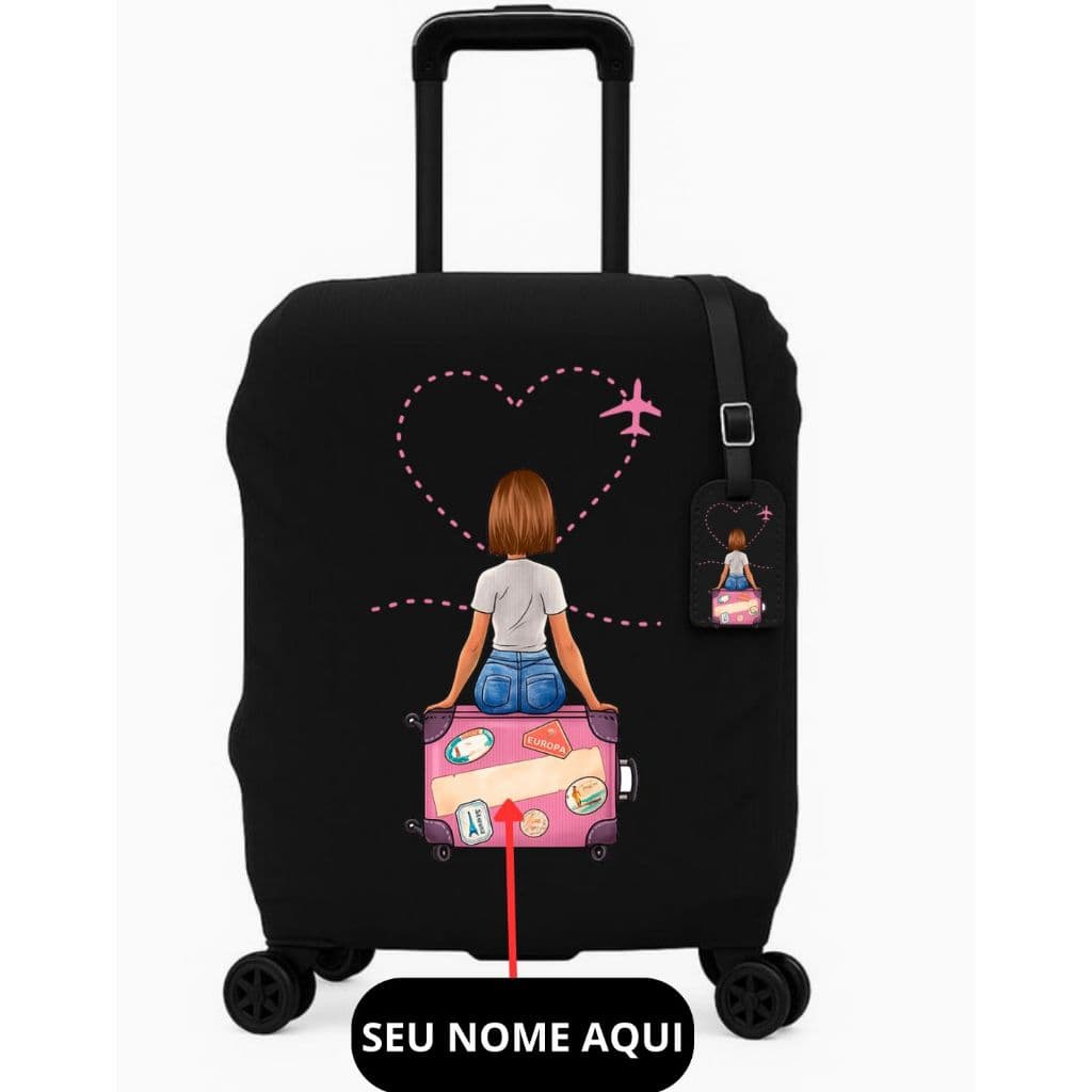 Capa de Mala Feminina Personalizada-Tecido Canelado Premium com Elastano