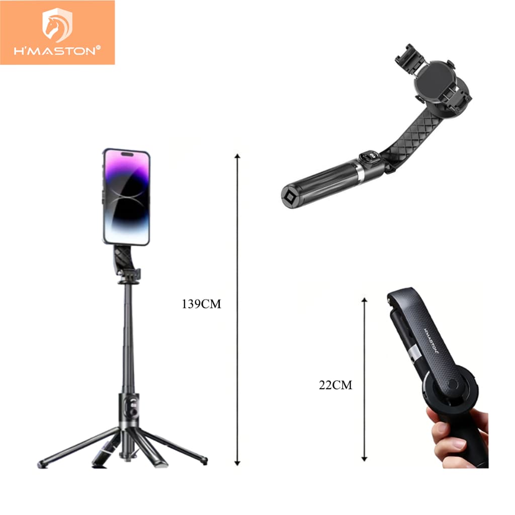 H'maston ZP-27 Bastão Pau De Selfie E 139CM Tripé Bluetooth Retrátil Portátil Com Controle Remoto