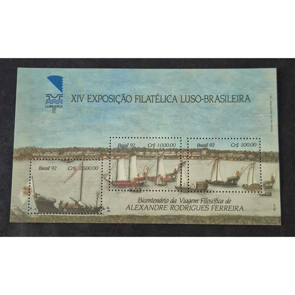 Bloco de selo dos correios B92 - Lubrapex 92. Filatelia