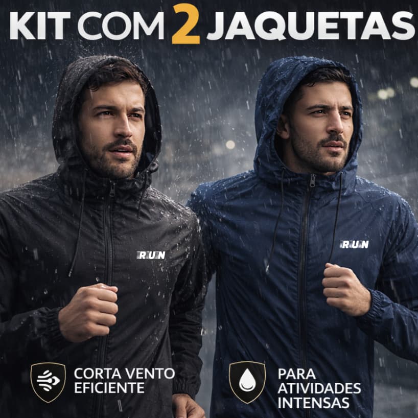 Kit 2 Jaquetas Corta Vento Masculina Plus Size M ao G4 Semi Forrada Run Original Resistente a água