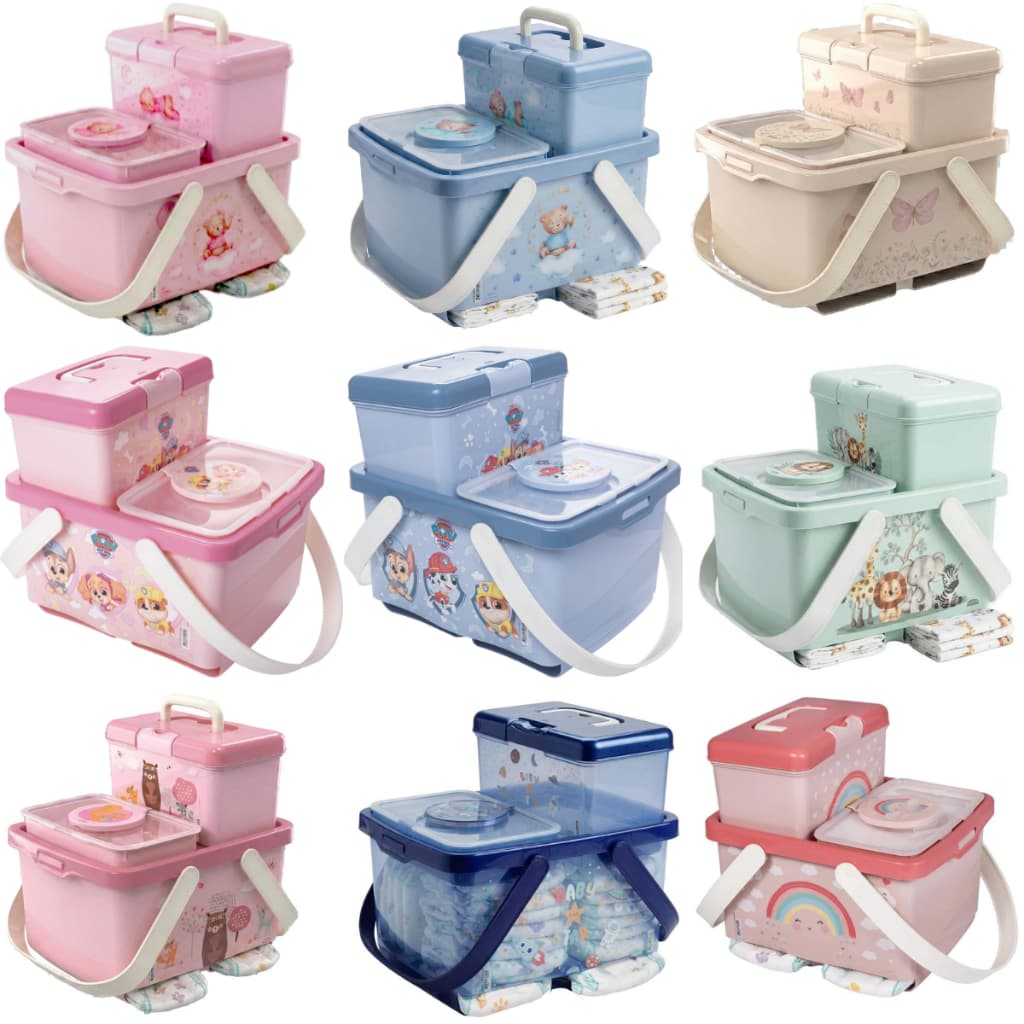 Kit Trocador Porta Fraldas, Maleta Farmacinha e Porta Lenço Umedecido Patrulha Canina - Plasútil