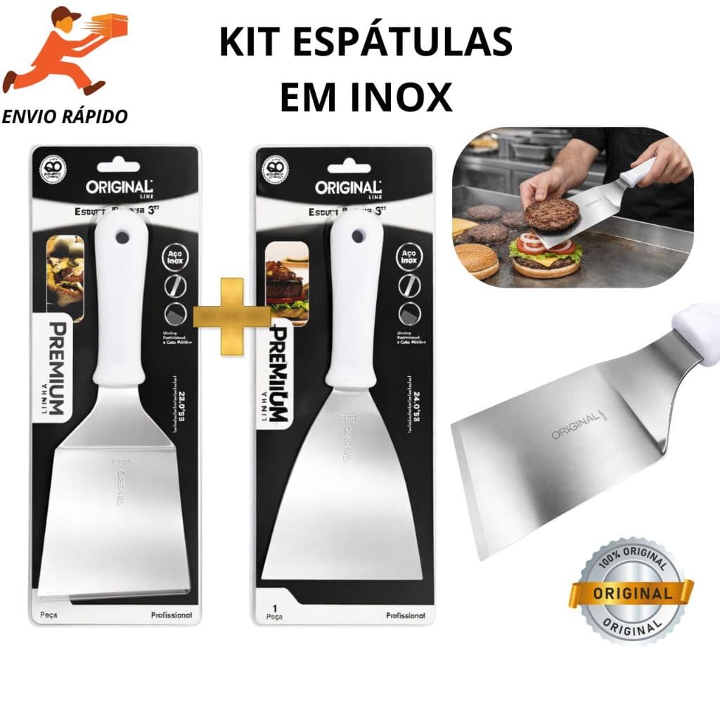 Kit Espátulas Lâmina Profissional com Cabo Plástico – resistentes, precisas e ideais para uso culinário