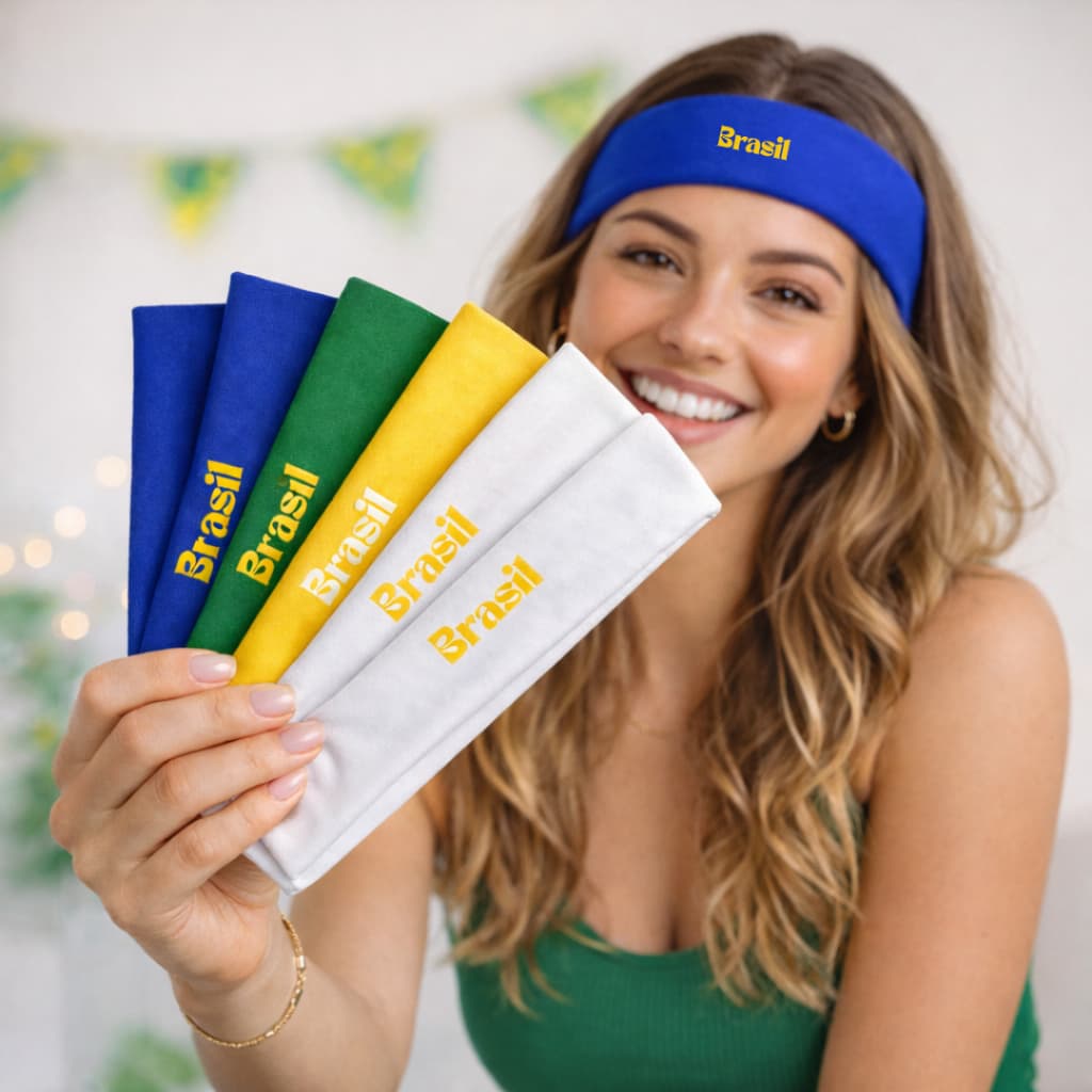 Faixa Cabelo Unissex Copa Brasil Malha Suplex Esporte Academia Estampa