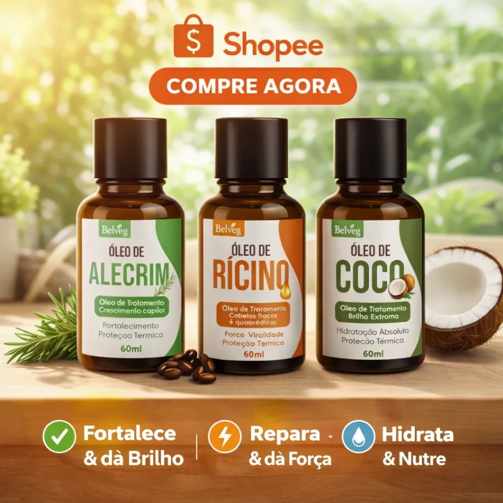 Kit Terapia Capilar Misturinha Belveg Óleo Coco, Óleo Rícino, Óleo Alecrin