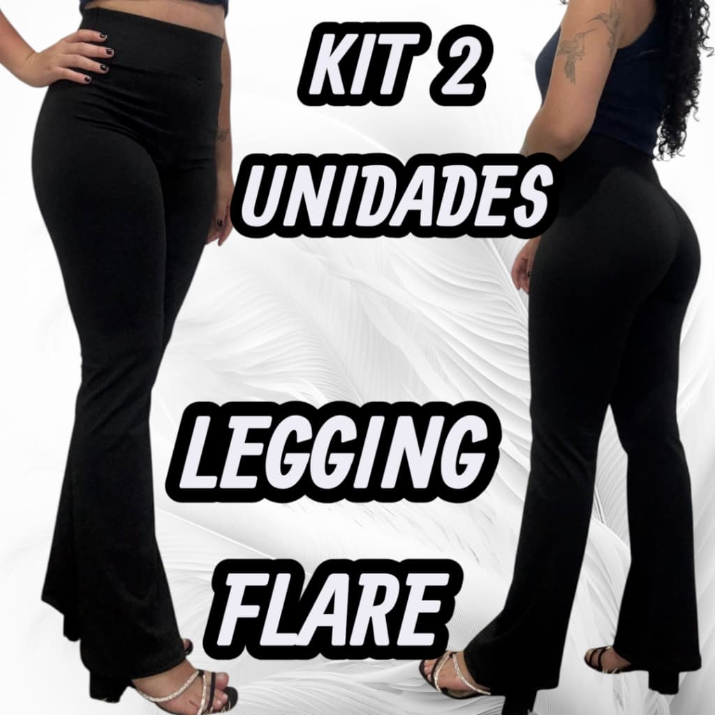 Kit 2 Calça Legging Flare Feminina Cintura Alta Boca de Sino Bailarina Premium