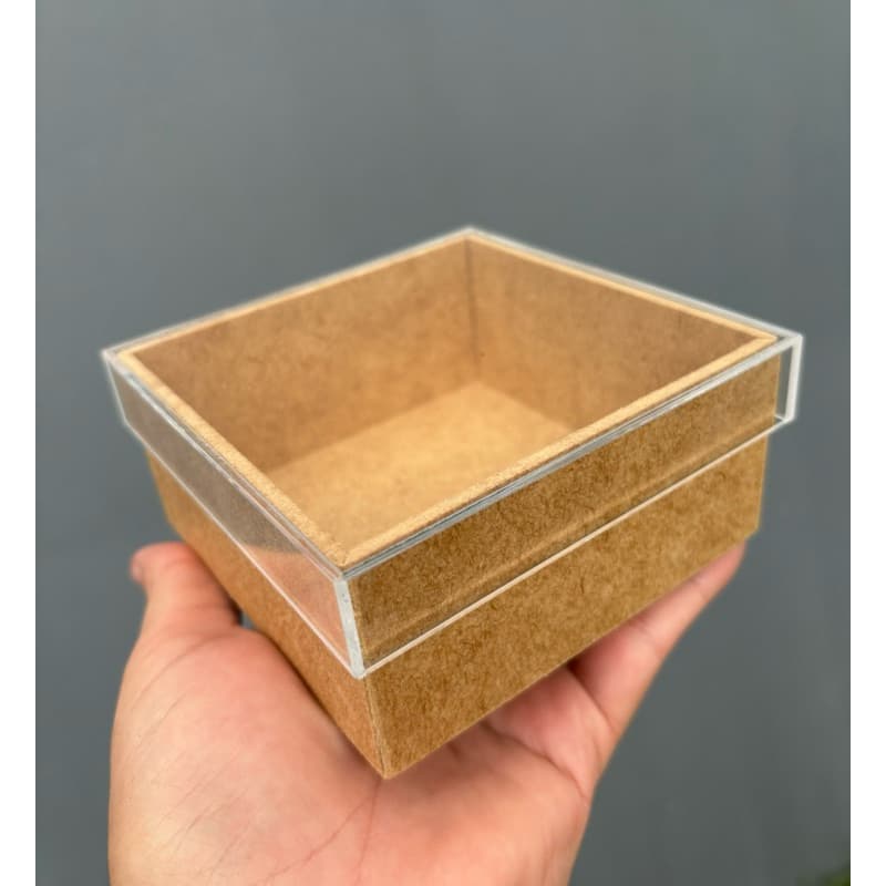 Caixa em MDF tampa (2cm borda) transparente personalizada gravação