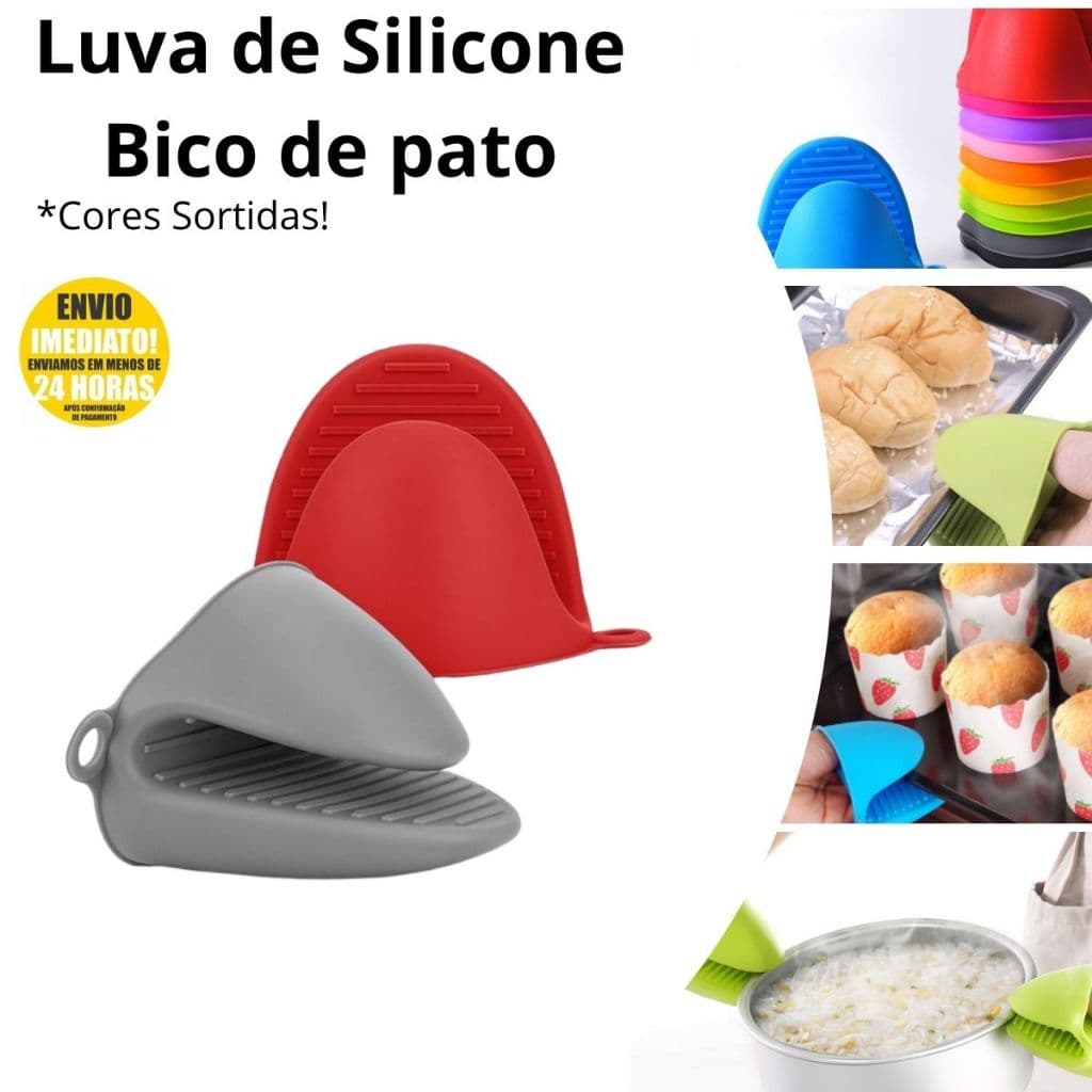 Luva Silicone Térmica Pegador Bico Pato Silicone Forno Air Fryer Formas Assadeiras Panelas
