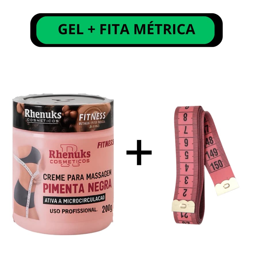 Gel Redutor de Medidas Pimenta Negra 200g + Fita Métrica