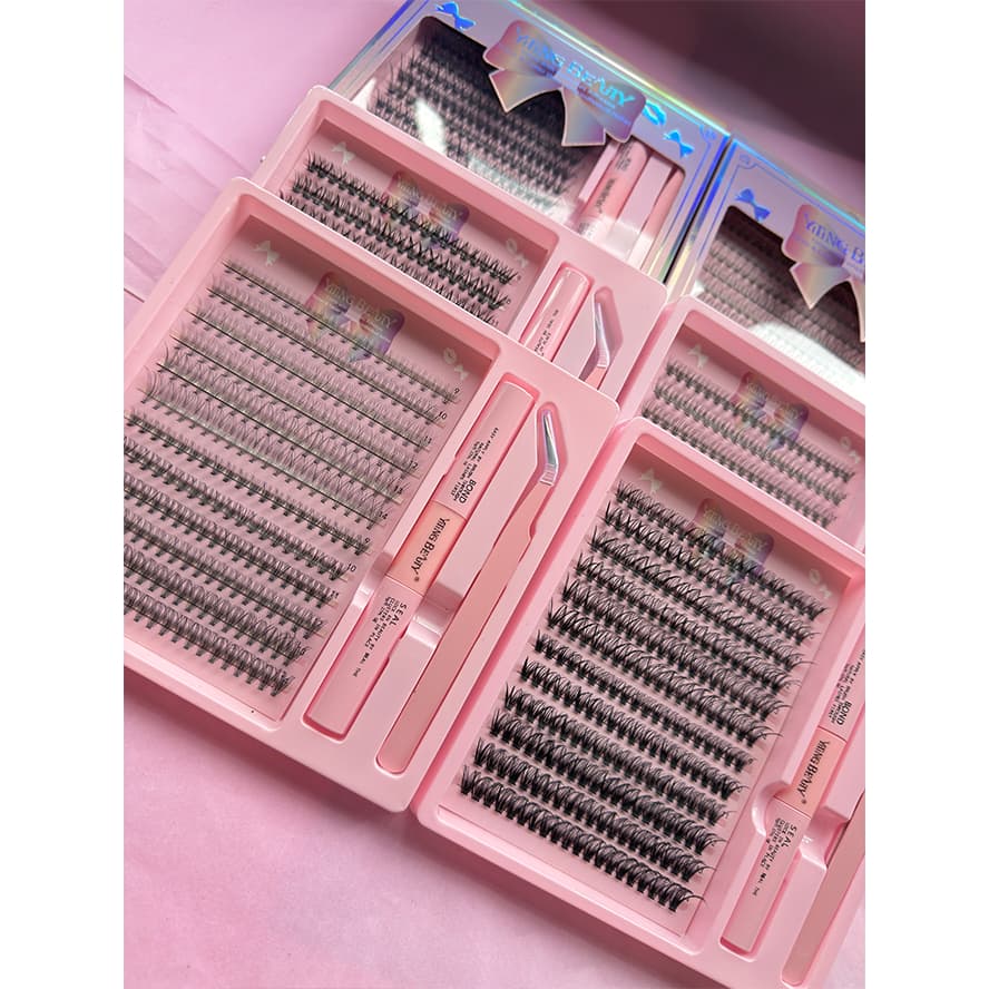 kit Extensão natural dos cílios postiços de 240  9-14mm DIY cílios