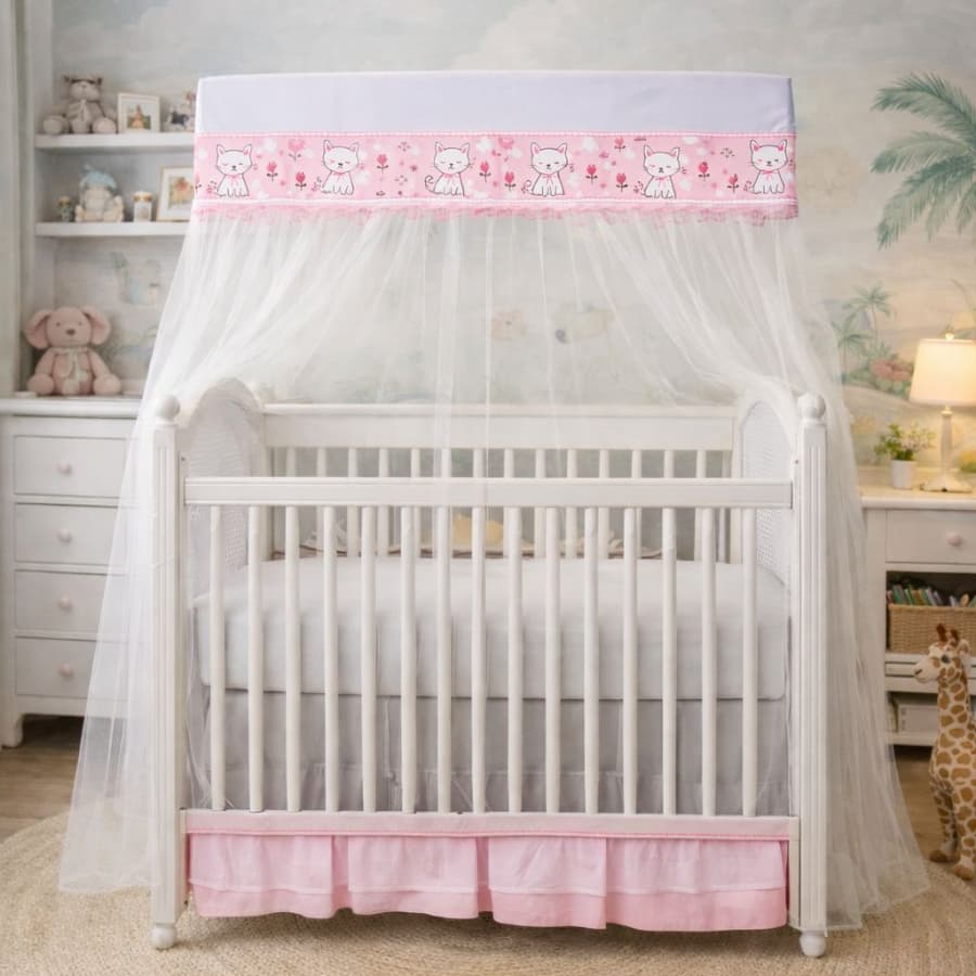 Mosquiteiro para Varal Mini Berço Pequeno e Moisés Bebê Linha Luxo