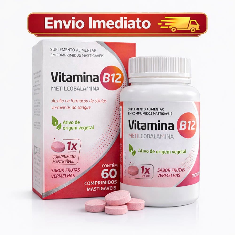 Vitamina B12 Metilcobalamina Mastigável Sabor Frutas Vermelhas 60cp Maxinutri