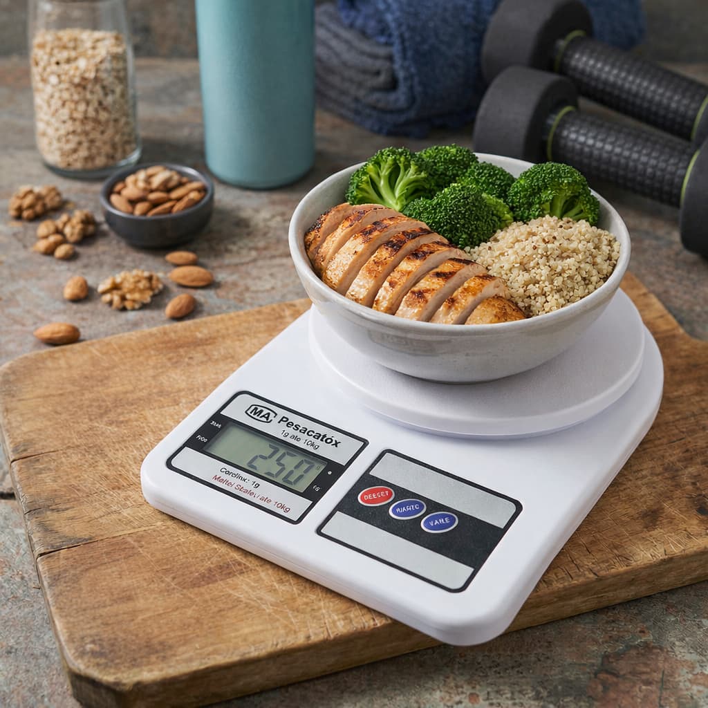 Balança Digital De Cozinha 10kg Alta Precisão Dieta E Nutrição Fitness Profissional Com Pilhas