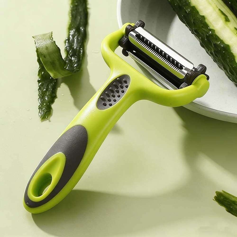 Kit 2 Descascador Legumes e Frutas 3 em 1 Multifuncional Manual