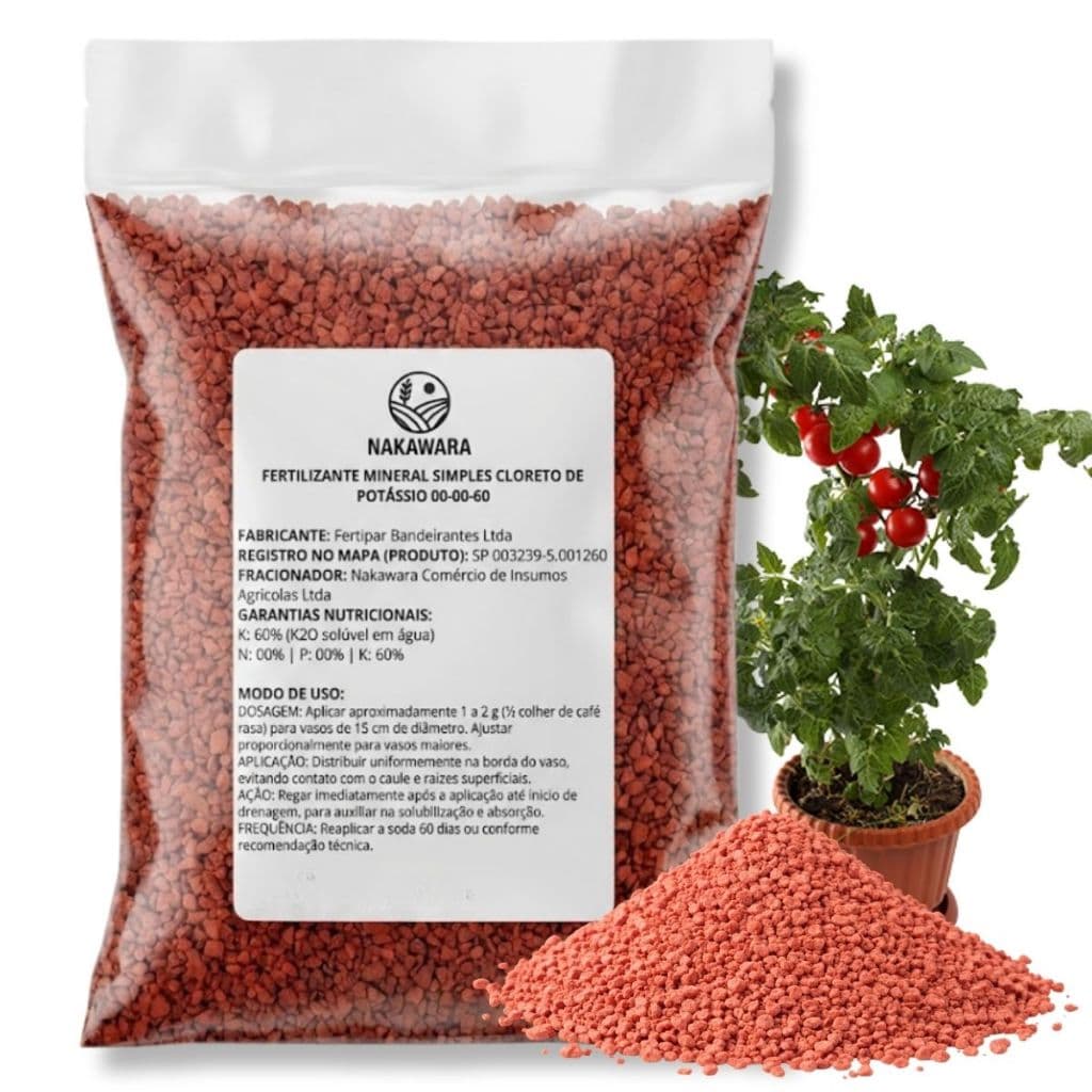 Cloreto de Potássio Granulado 00-00-60 KCl Adubo Potássico para Plantas, Flores, Frutas e Hortaliças