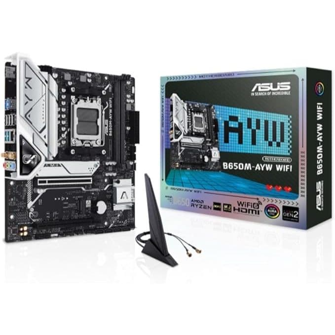 Placa-Mãe ASUS B650M-AYW WIFI mATX, AM5, DDR5, PCIe 5.0, Wi-Fi 6 90MB1KI0-M0EAY0