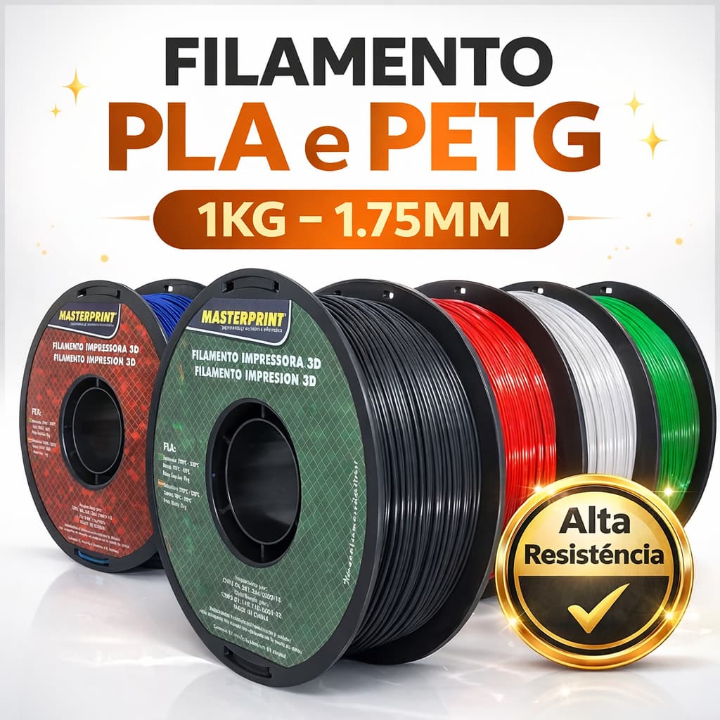 Filamento 3D PLA e PETG MasterPrint 1KG 1.75mm Alta Qualidade para Impressora 3D