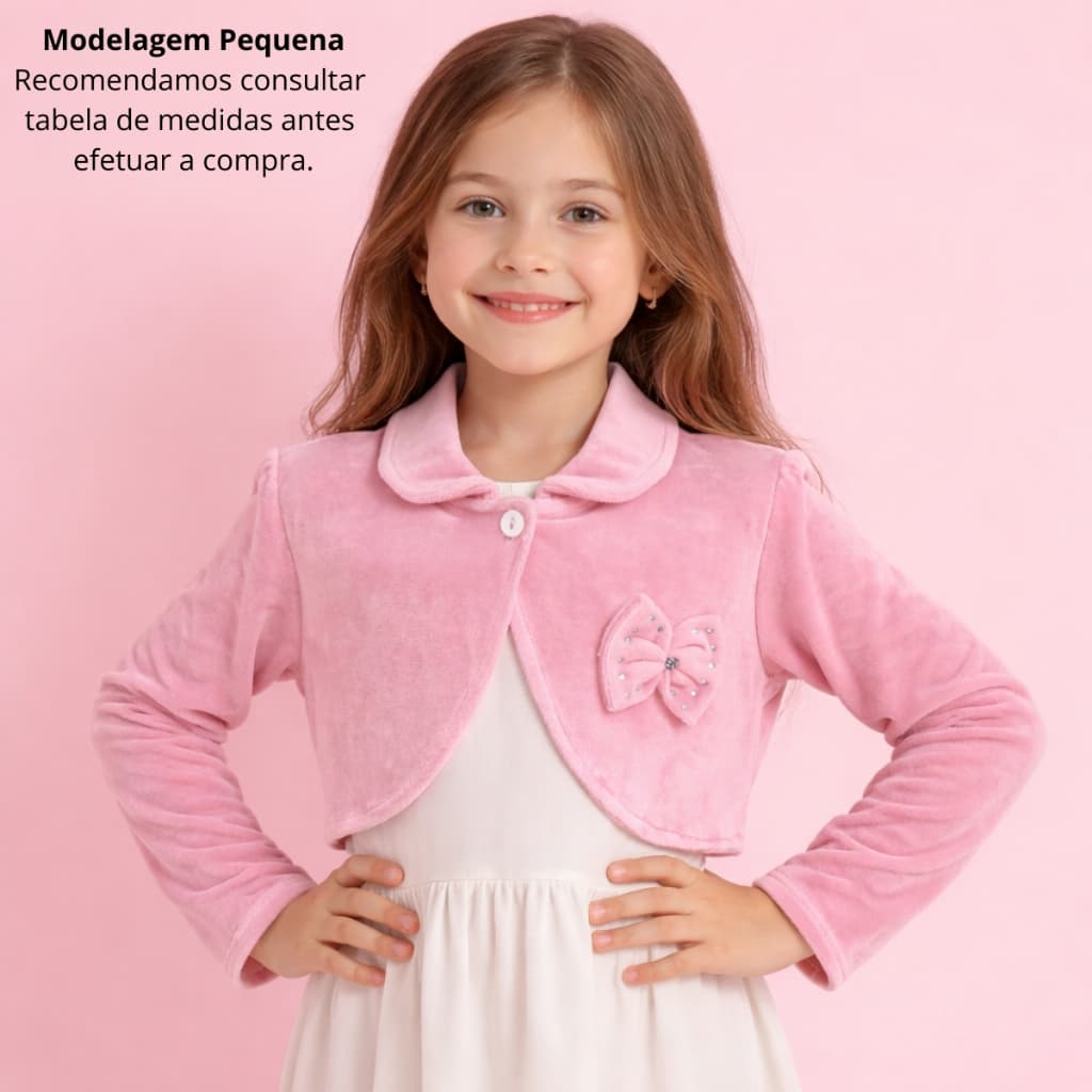 Bolero Casaquinho De Plush Inverno Menina Infantil Casamento Festa Batizado