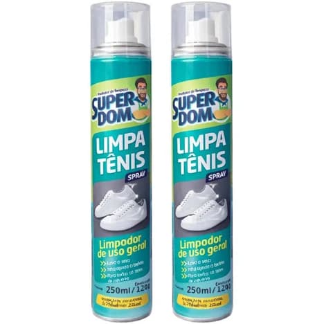 LIMPA TÊNIS 2 UNID. SPRAY A SECO SUPER DOM 250 ML ENVIO RÁPIDO