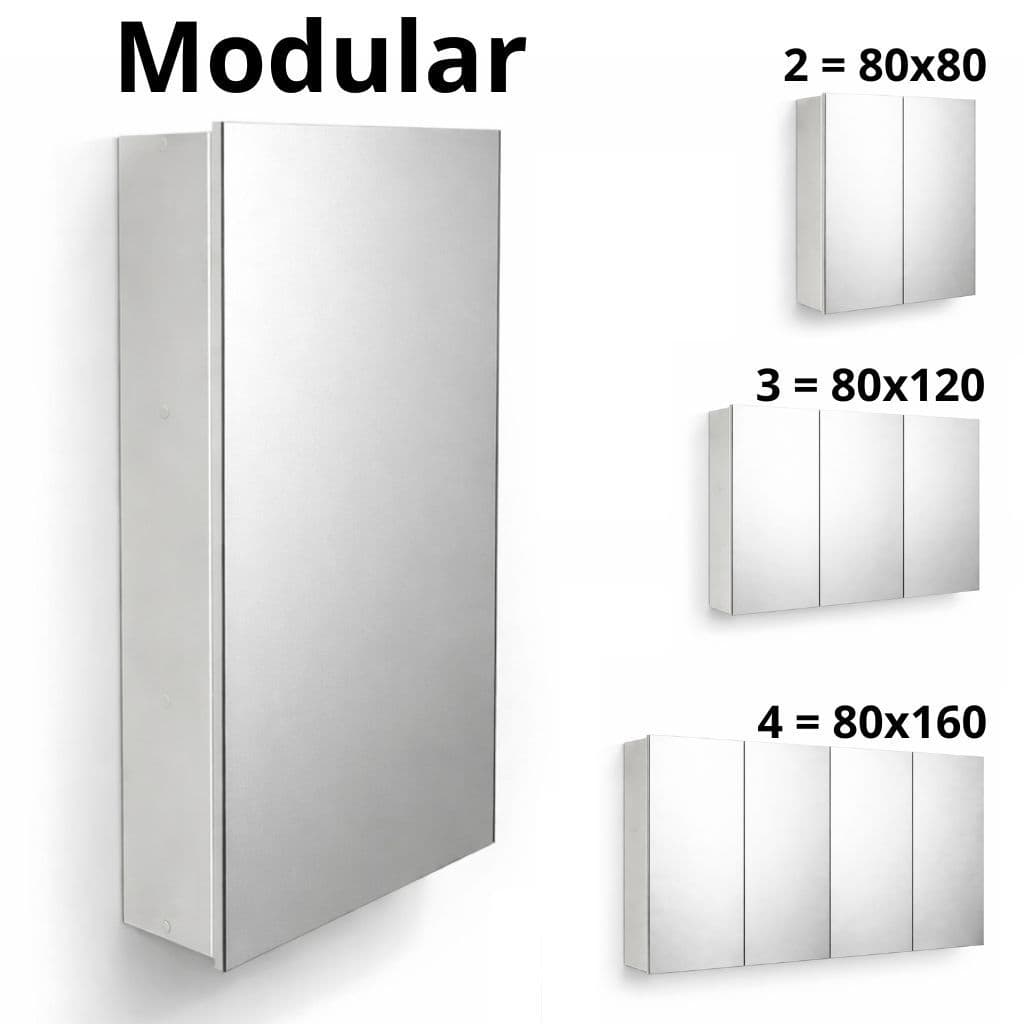 1Un. - Aéreo com Espelho 80 Altura x 40 Larg. Modular Grande MDF - Montado - 80cm/120cm/160cm