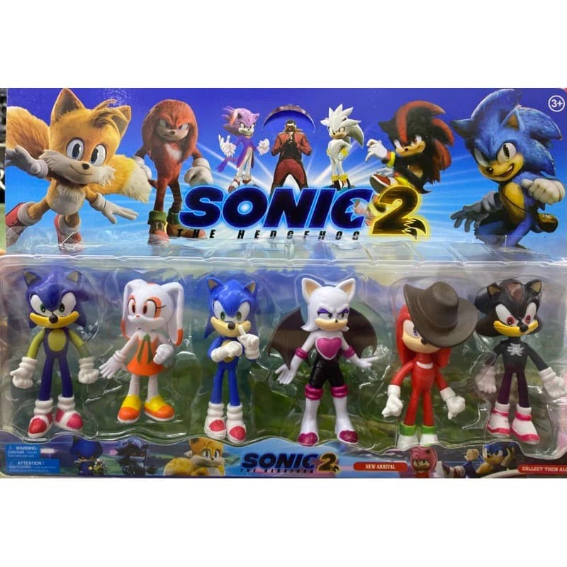 Kit Bonecos Sonic 2 com 6 Personagens Colecionáveis – Figuras de Ação
