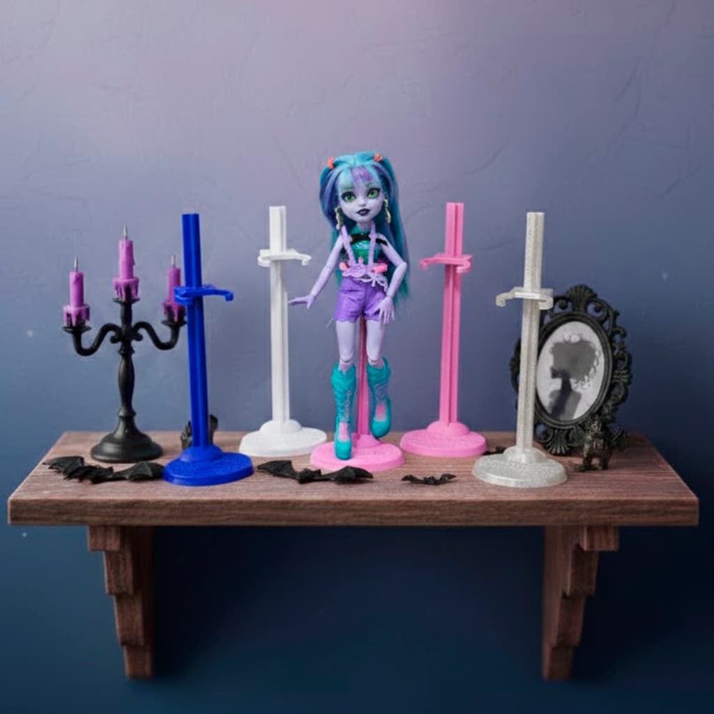 Suporte para Boneca Monster High G1 G3 com 3 Clipes Base Expositor