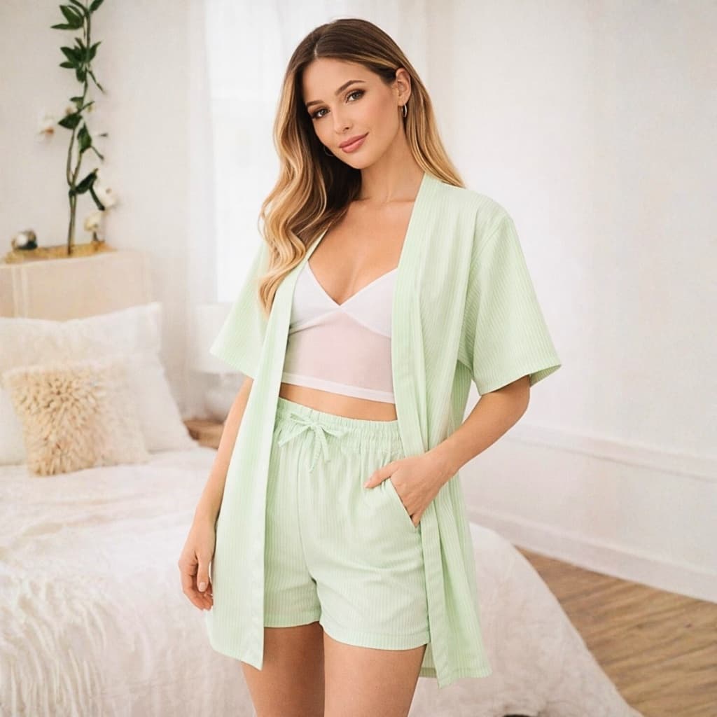 Conjunto Feminino Short e Kimono com elastano |  Soltinho Primavera Verão 2026