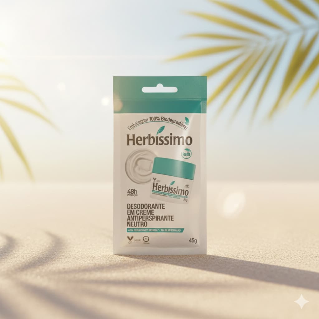 Sachê Refil Desodorante Creme Antitranspirante Neutro Herbissimo 45G