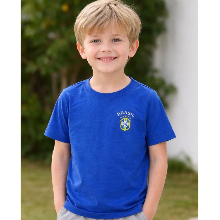 Camisa Brasil Copa Do Mundo Futebol Infantil Bebê Unissex de 6 meses a 7 anos Nenem Criança