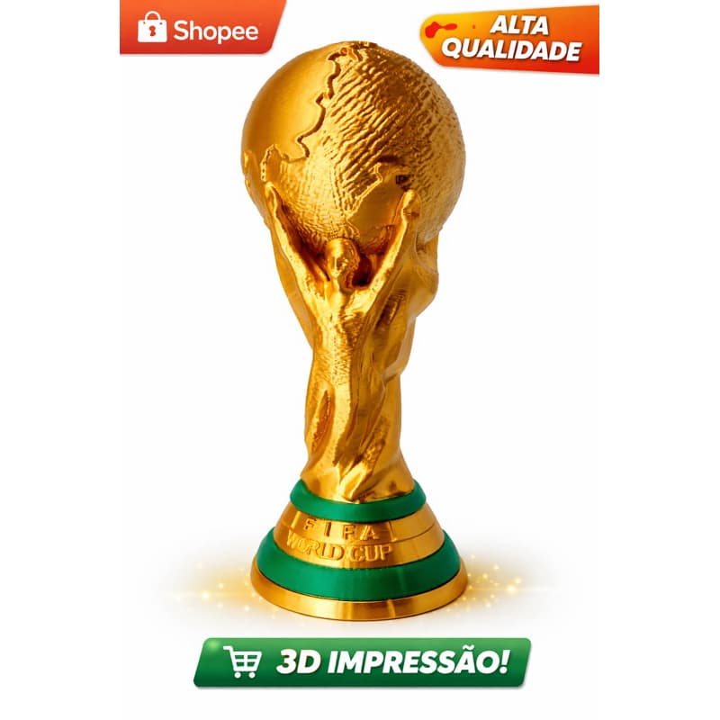 Réplica Taça Copa do Mundo FIFA 18cm – Impressão 3D • Decoração Futebol • Presente Criativo