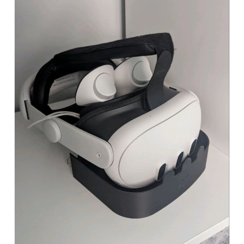 Suporte Meta Quest 3 Organizador Headset VR + Controles Base Mesa Gamer Proteção Lentes Acessório VR