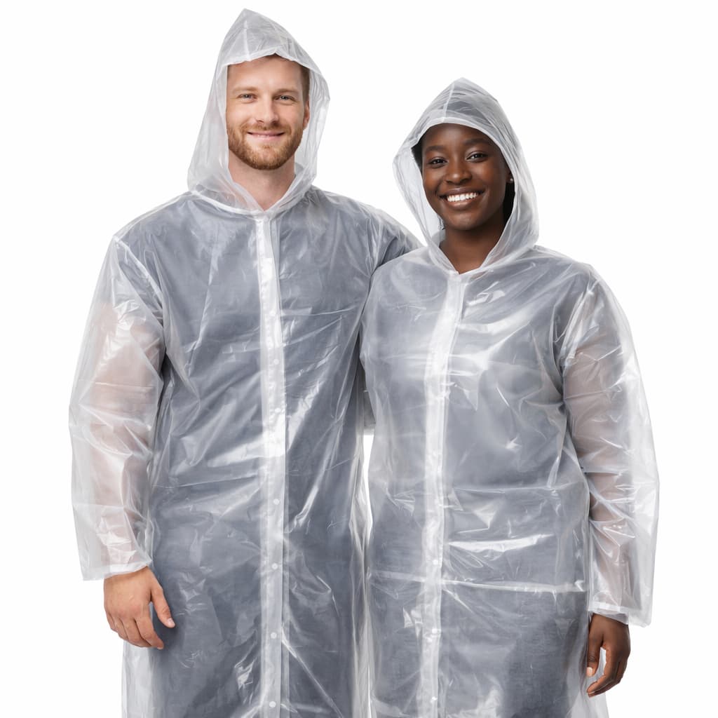 Capa de Chuva Impermeável Com Capuz Luxo PVC Laminado Incolor Transparente Resistente Água EPI c/ CA