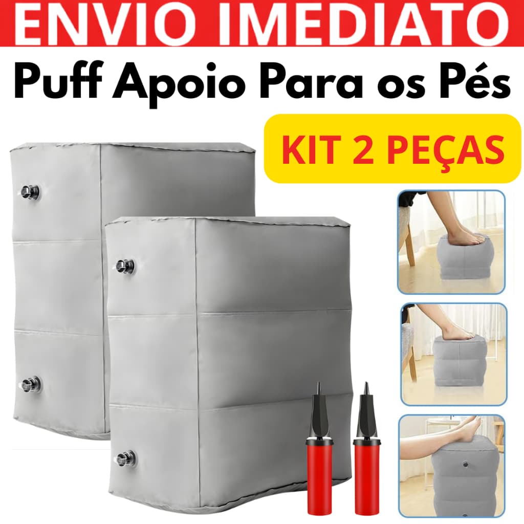 Almofada Apoio Para os Pés Puff Inflável Crianças Portátil Viagem Avião Carro Trem Kit 2 Unidades