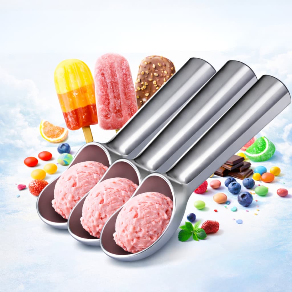 Kit 1/2/3 Colheres Sorvete Alumínio 18,5cm Colher Profissional Resistente Cozinha Gelato Sobremesa