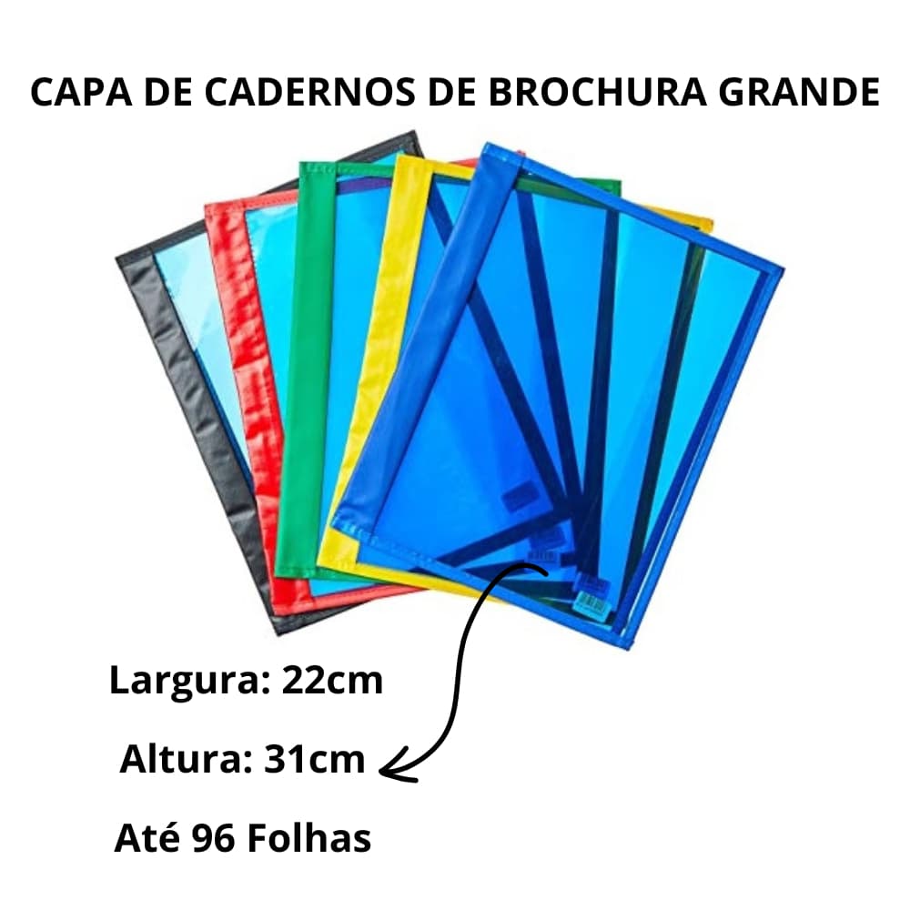 Capa Para Caderno Brochura Grande - 48 e 96 Folhas