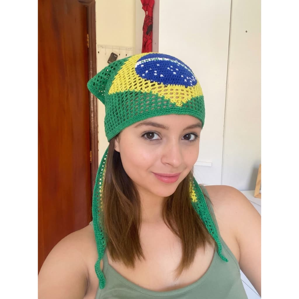 Bandana Do Brasil de Tricot com Ponto Estilo Crochê Lenço E Faixa De Cabelo e Cintura Acessório Cinto Lançamento