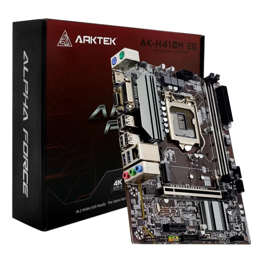 Placa Mãe Arktek Ak-h410m Eg Socket Lga 1200 / Vga / Ddr4 Preto