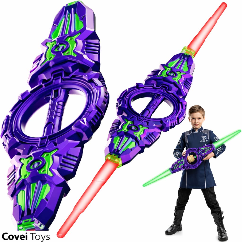 Sabre Luz Espada Infantil LED 360 Graus Som Lâmina Rotativa  Espada Futurista Brinquedo Eletrônico Aventuras Espaciais